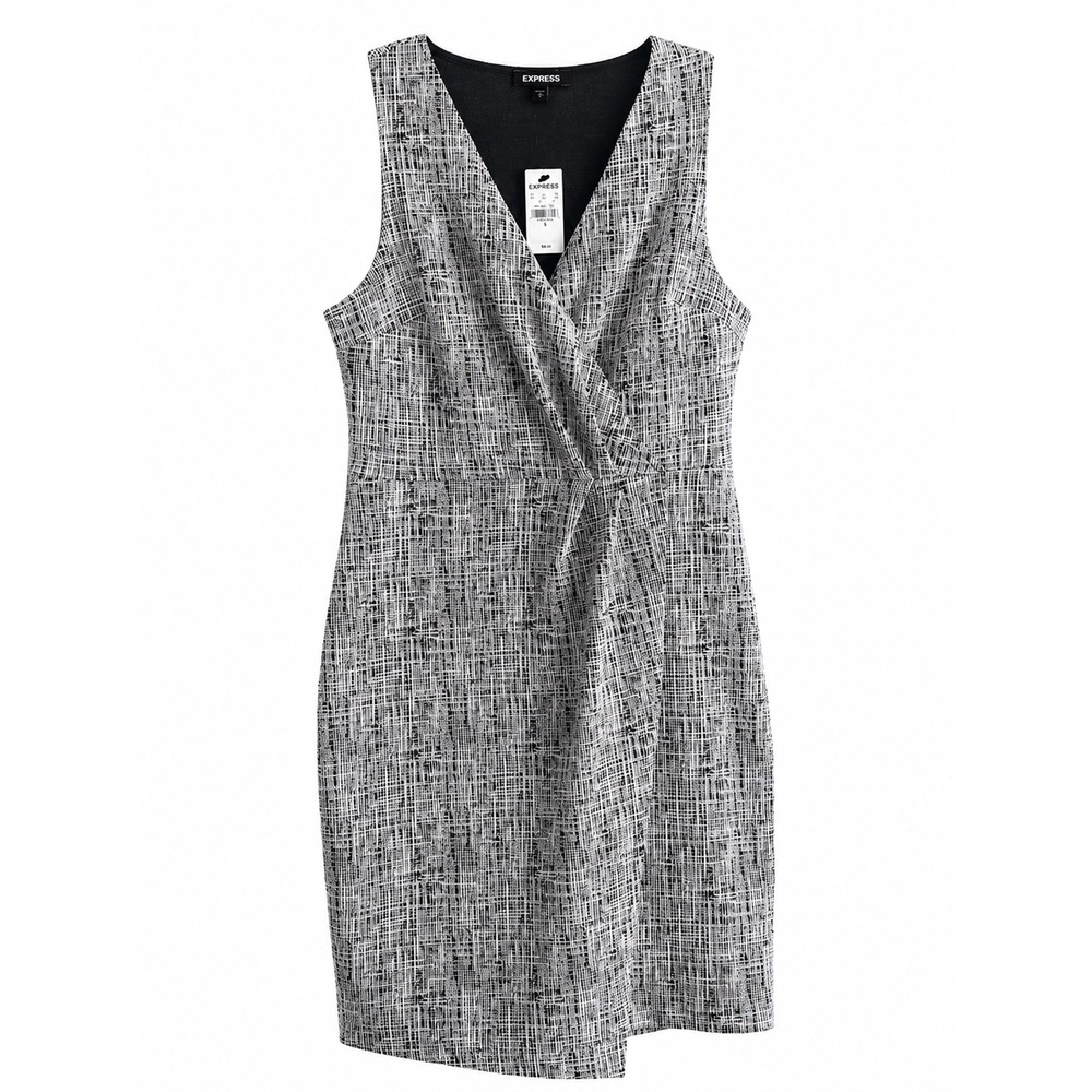 NWT Express Black White Wrap Dress Size Small Sleeveless Work Career MSRP $70